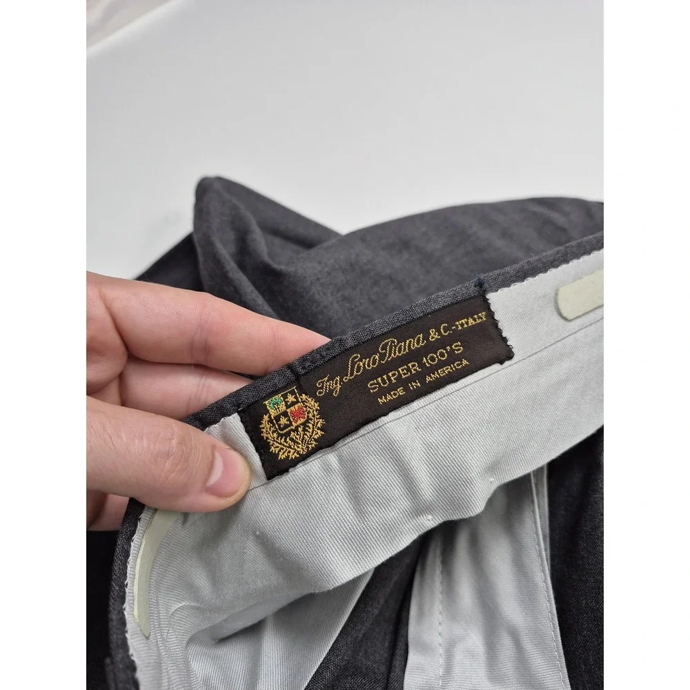 VTG Loro Piana Dress Pants Mens 32x35 Gray Wool Super 100s Pleated Unhemmed NWT